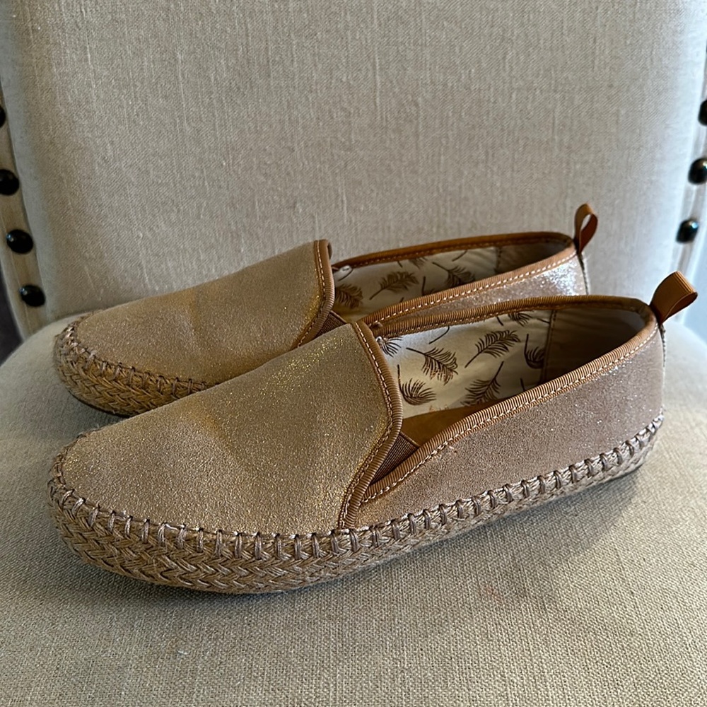 Emu Australia Women’s Metallic Espadrille Slip On Flats Tan Size 7